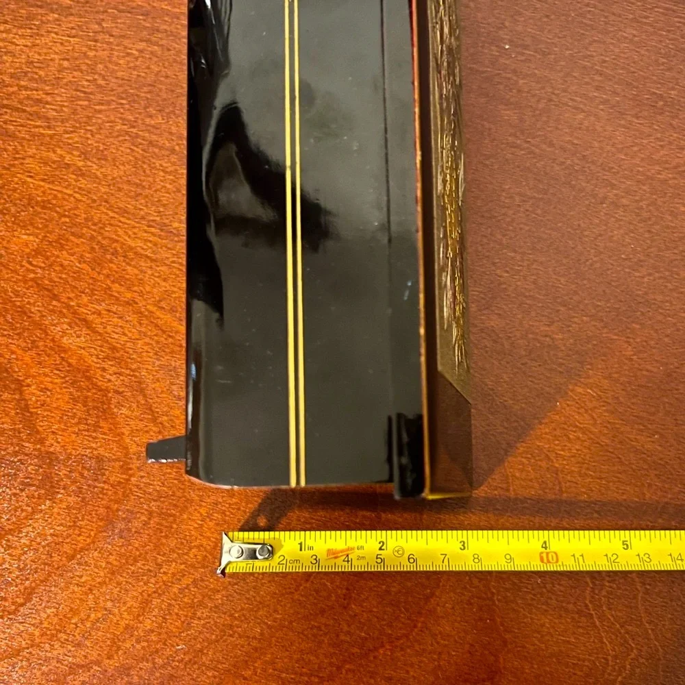 Japanese Vintage Fuji Black Lacquer Music Jewelry Box with Mirror inside.
